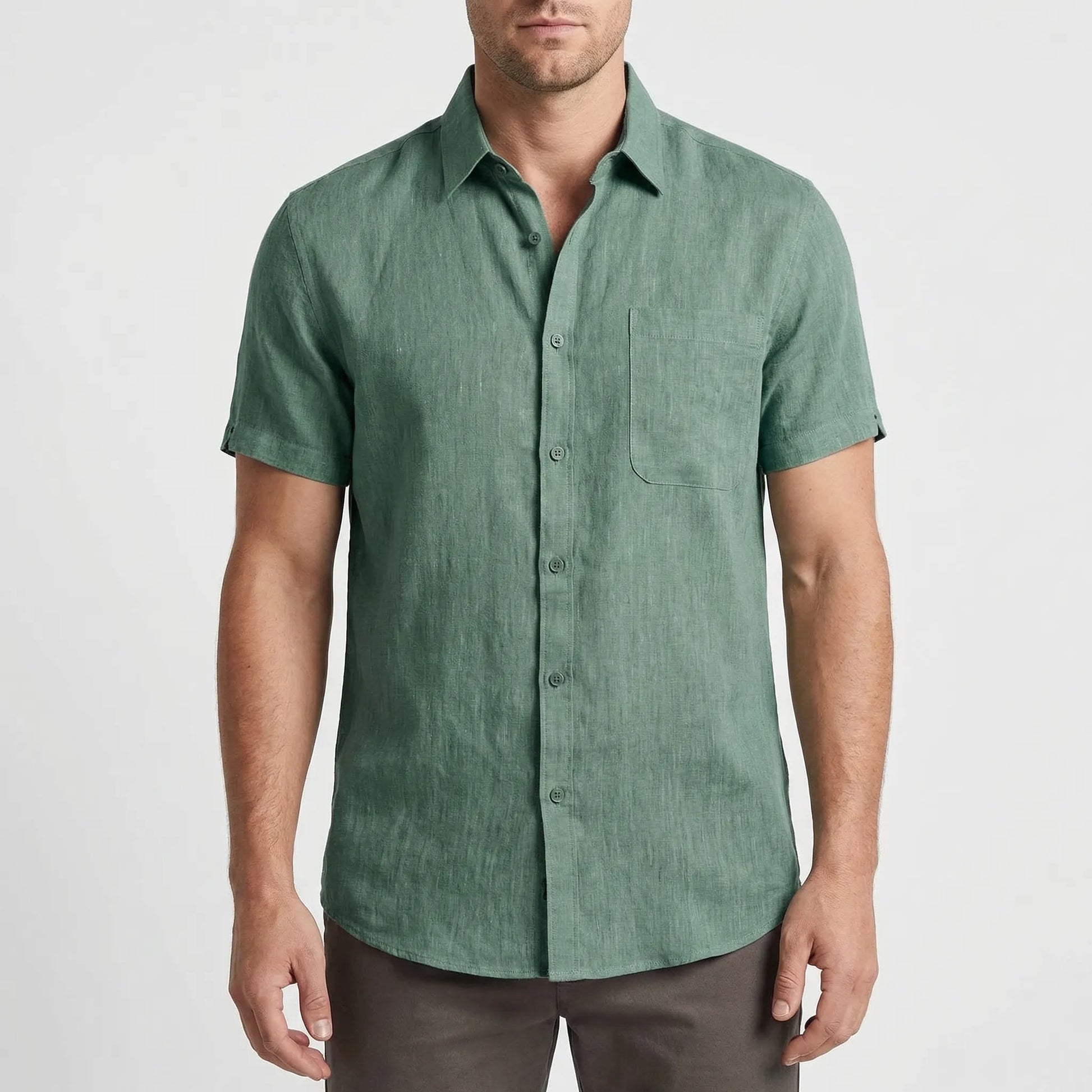 Linaro - Short Sleeve Turn-Down Collar Shirt  Casual Weekend Wear