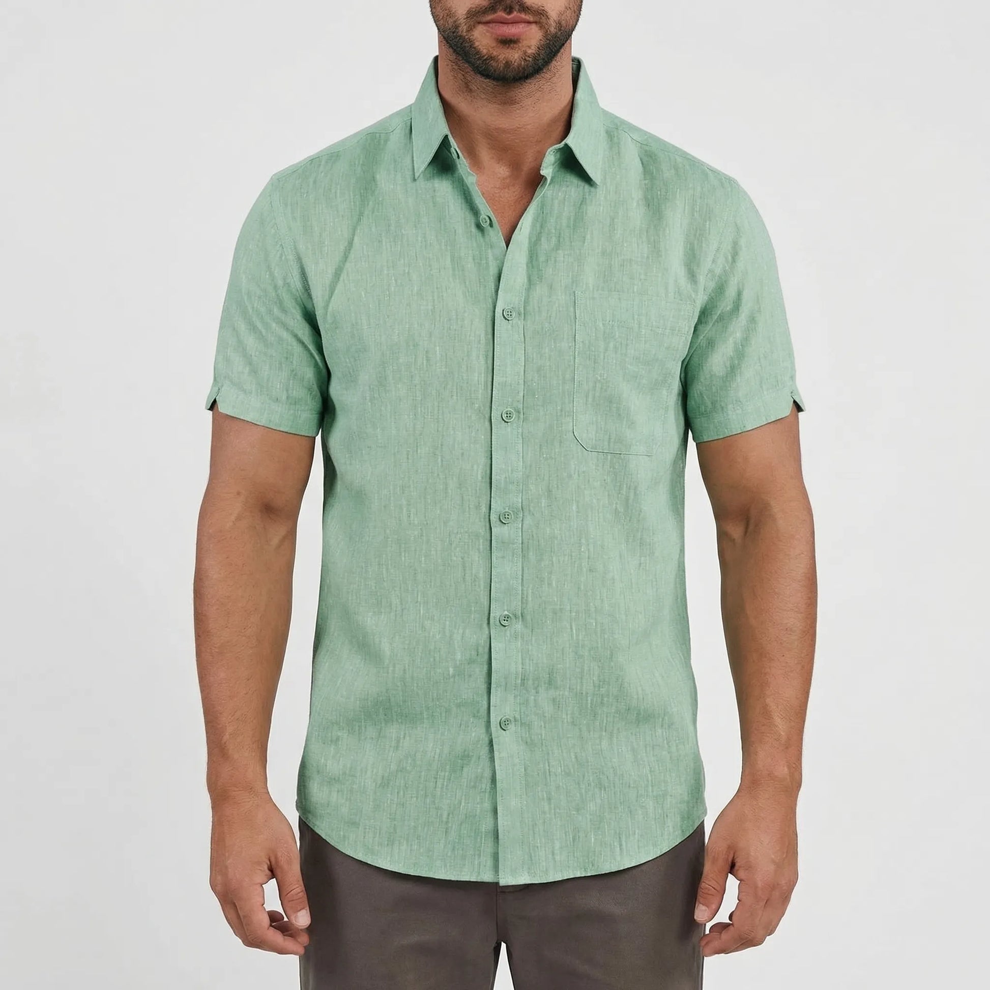 Linaro - Short Sleeve Turn-Down Collar Shirt  Casual Weekend Wear