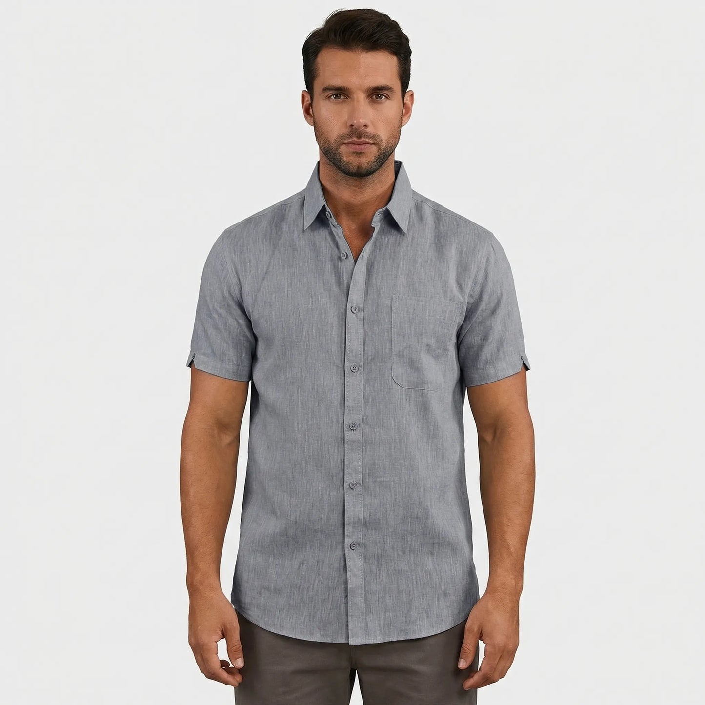 Linaro - Short Sleeve Turn-Down Collar Shirt  Casual Weekend Wear
