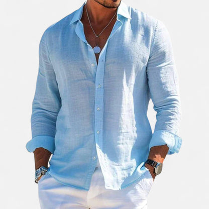 Men's Linen Heritage Shirt | Breathable Blend | Classic Button-Up | Smart Casual Wear | Steven & Levon