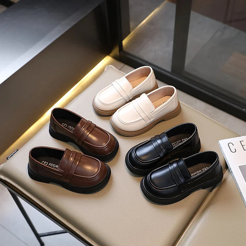 Kids Leather Loafers | Round Toe School Shoes | Smart Casual Penny Loafers | Steven & Levon