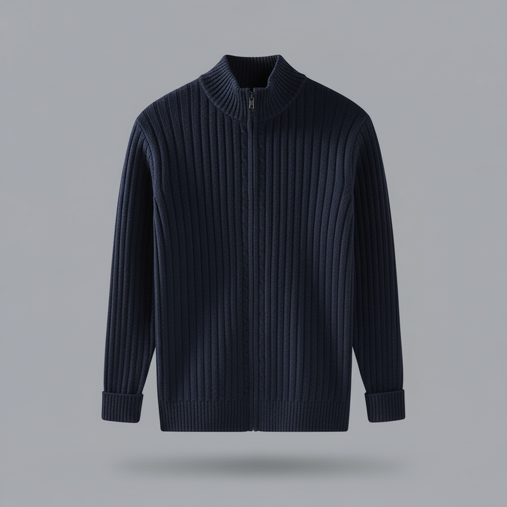 Lorenzo | Men's Black Zip-Up Cardigan