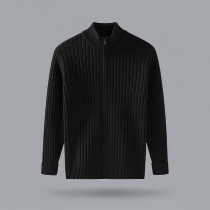 Lorenzo | Men's Black Zip-Up Cardigan