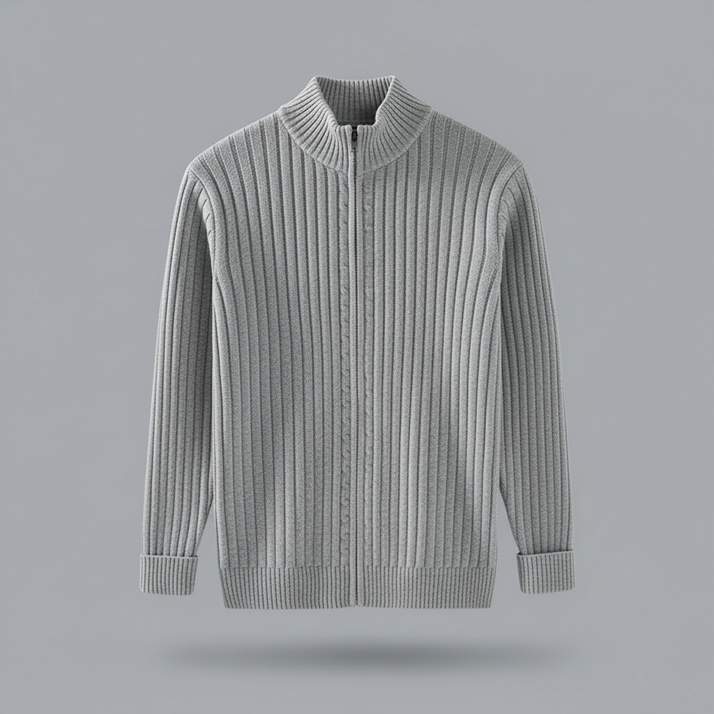 Lorenzo | Men's Black Zip-Up Cardigan