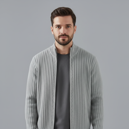Lorenzo | Men's Black Zip-Up Cardigan