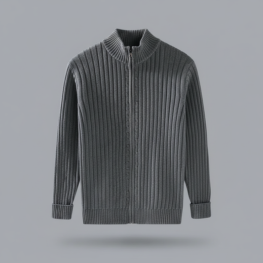 Lorenzo | Men's Black Zip-Up Cardigan