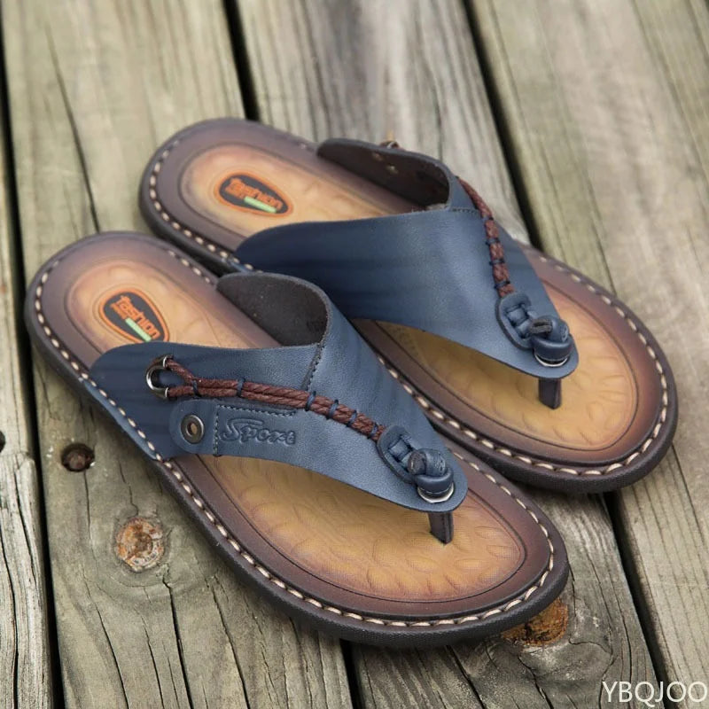 Men's Handmade Leather Flip Flops | Sandals | Genuine Leather | Breathable Comfort Thong Slippers | Steven & Levon