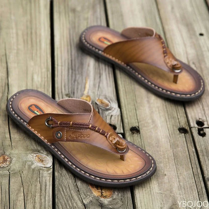 Men's Handmade Leather Flip Flops | Sandals | Genuine Leather | Breathable Comfort Thong Slippers | Steven & Levon