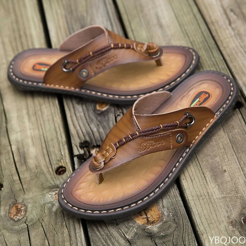 Men's Handmade Leather Flip Flops | Sandals | Genuine Leather | Breathable Comfort Thong Slippers | Steven & Levon