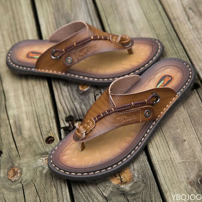Men's Handmade Leather Flip Flops | Sandals | Genuine Leather | Breathable Comfort Thong Slippers | Steven & Levon