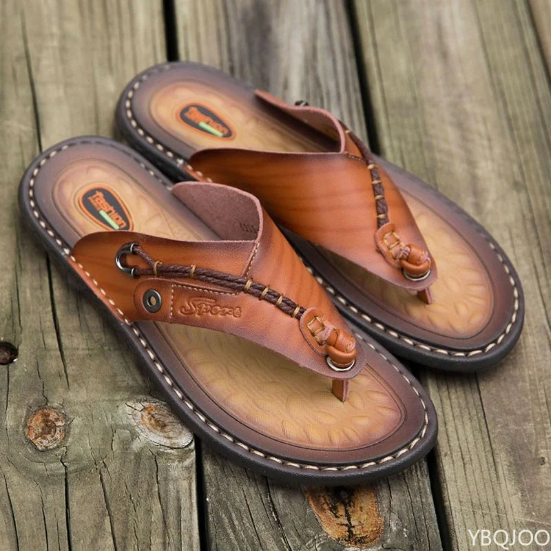 Men's Handmade Leather Flip Flops | Sandals | Genuine Leather | Breathable Comfort Thong Slippers | Steven & Levon