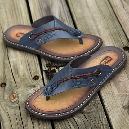 Men's Handmade Leather Flip Flops | Sandals | Genuine Leather | Breathable Comfort Thong Slippers | Steven & Levon