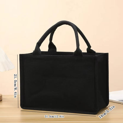 Unisex Canvas Tote Bag | Large Capacity | Thickened Handheld Shopping Bag | Black | Steven & Levon