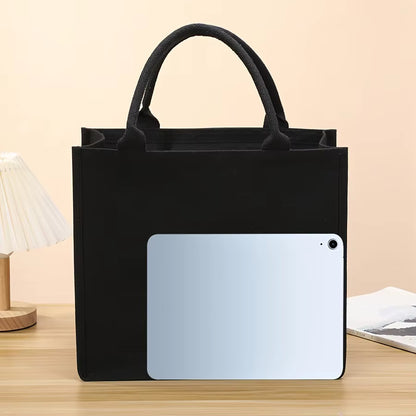 Unisex Canvas Tote Bag | Large Capacity | Thickened Handheld Shopping Bag | Black | Steven & Levon