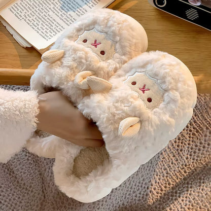 Fluffy Slippers | Plush Sheep | Soft Cotton | Warm Lining | Non-Slip Indoor | Steven & Levon