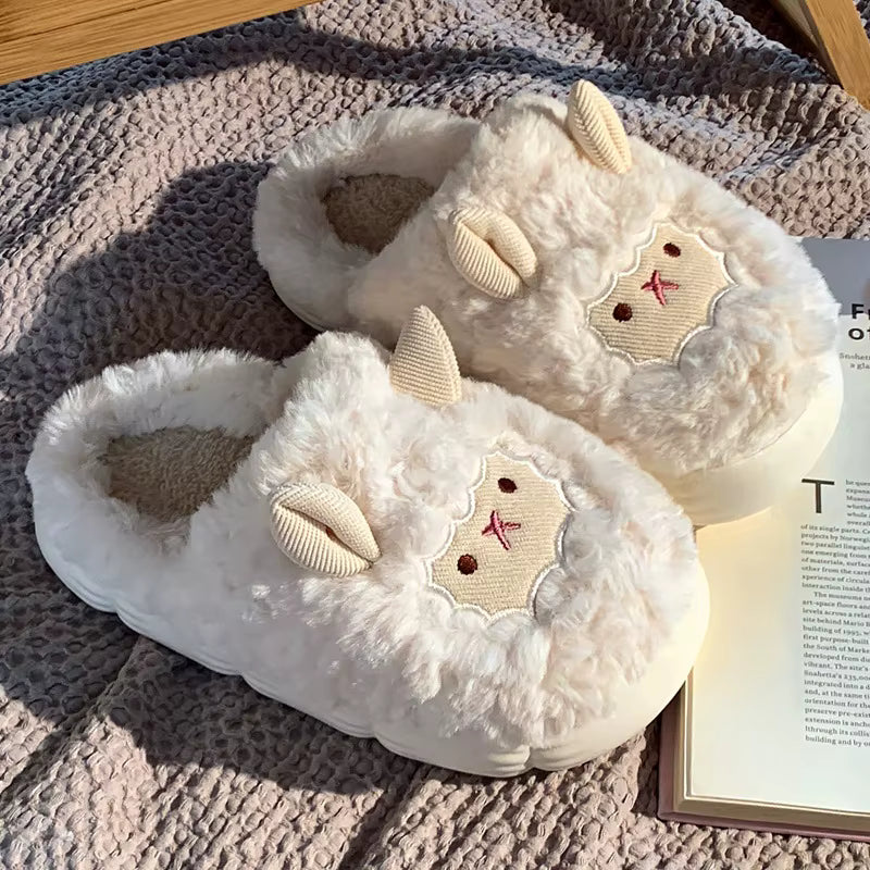 Fluffy Slippers | Plush Sheep | Soft Cotton | Warm Lining | Non-Slip Indoor | Steven & Levon