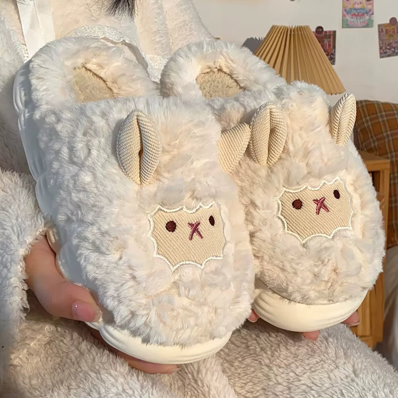 Fluffy Slippers | Plush Sheep | Soft Cotton | Warm Lining | Non-Slip Indoor | Steven & Levon
