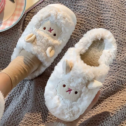 Fluffy Slippers | Plush Sheep | Soft Cotton | Warm Lining | Non-Slip Indoor | Steven & Levon