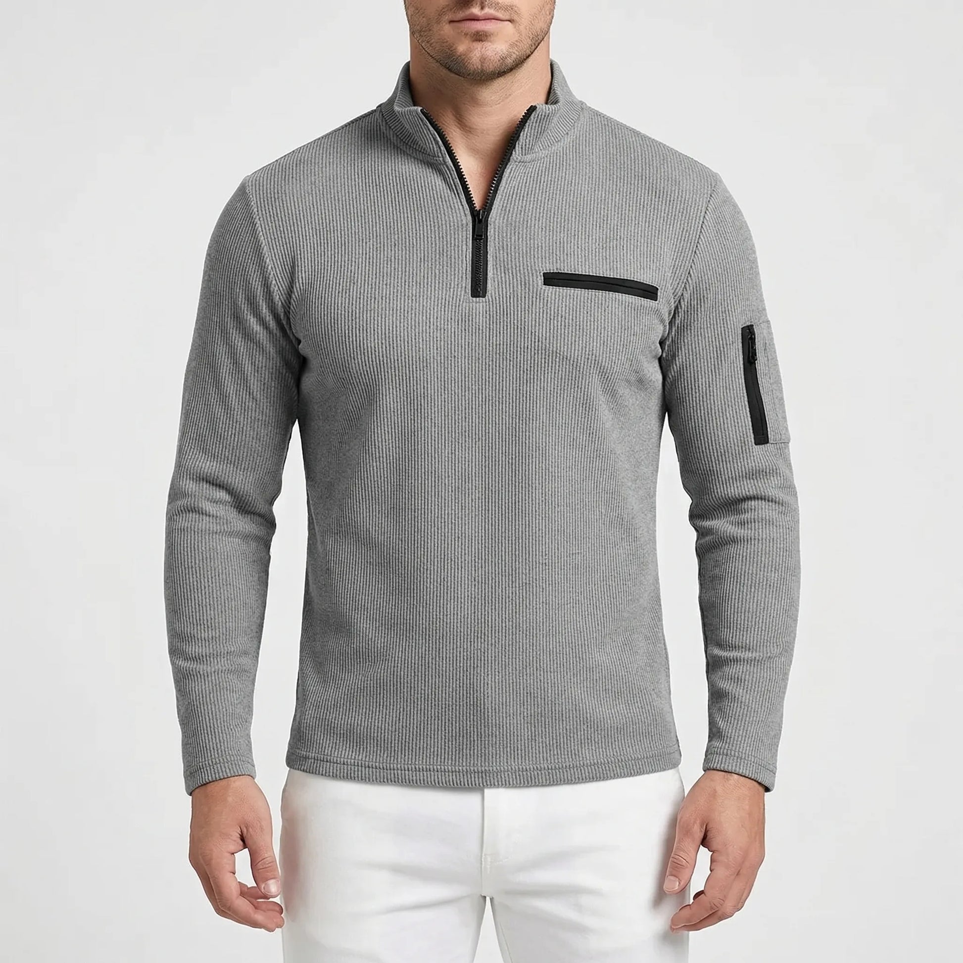 Luxivo - Long Sleeve Striped Polo Shirt  Casual Weekend Outings