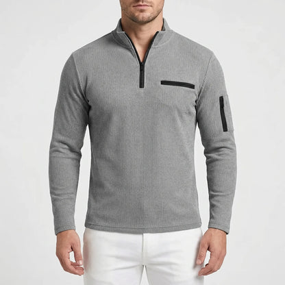 Luxivo - Long Sleeve Striped Polo Shirt  Casual Weekend Outings