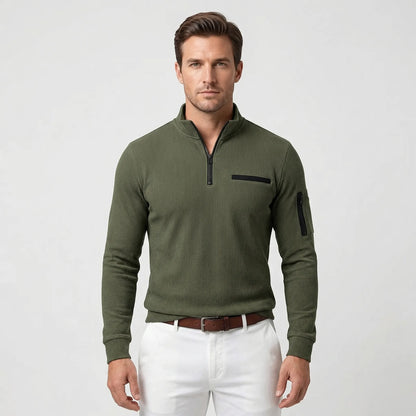 Luxivo - Long Sleeve Striped Polo Shirt  Casual Weekend Outings