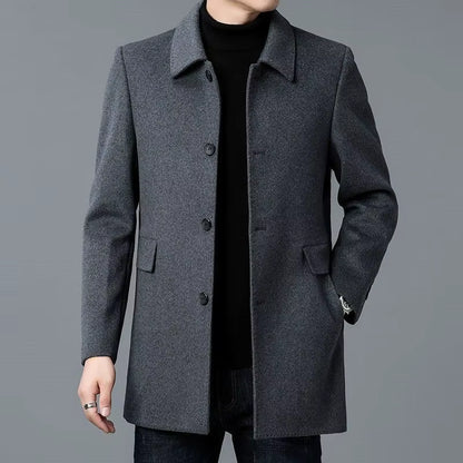 Double-Sided Wool Coat | Men Peacoat | Long Lapel Windbreaker All Season Outerwear | Steven & Levon