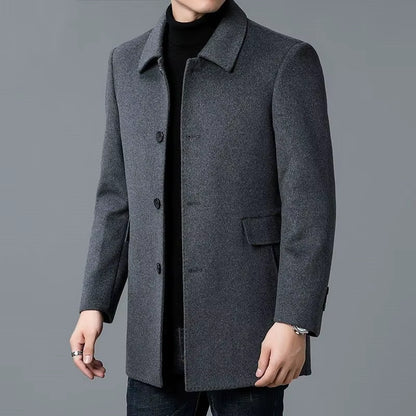 Double-Sided Wool Coat | Men Peacoat | Long Lapel Windbreaker All Season Outerwear | Steven & Levon