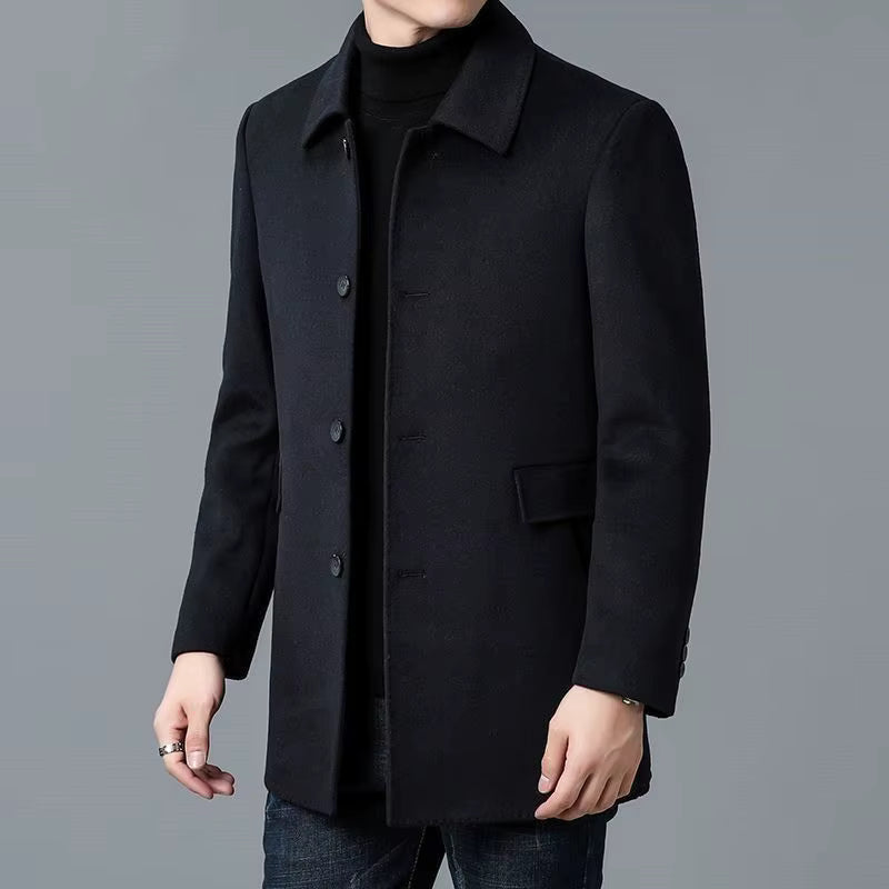 Double-Sided Wool Coat | Men Peacoat | Long Lapel Windbreaker All Season Outerwear | Steven & Levon