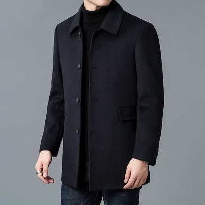 Double-Sided Wool Coat | Men Peacoat | Long Lapel Windbreaker All Season Outerwear | Steven & Levon
