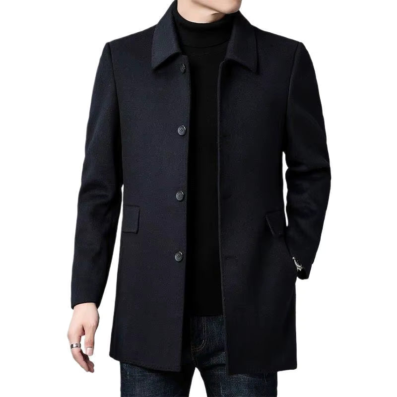 Double-Sided Wool Coat | Men Peacoat | Long Lapel Windbreaker All Season Outerwear | Steven & Levon
