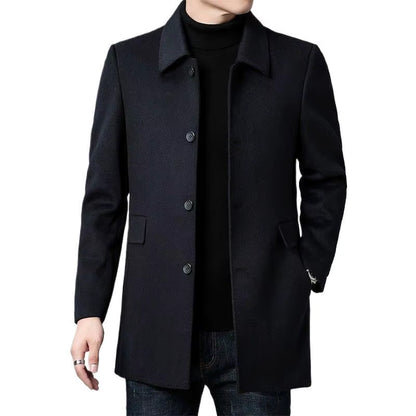 Double-Sided Wool Coat | Men Peacoat | Long Lapel Windbreaker All Season Outerwear | Steven & Levon