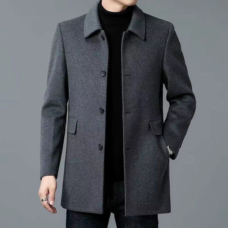 Double-Sided Wool Coat | Men Peacoat | Long Lapel Windbreaker All Season Outerwear | Steven & Levon