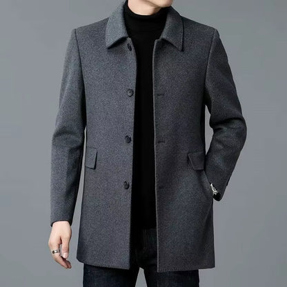 Double-Sided Wool Coat | Men Peacoat | Long Lapel Windbreaker All Season Outerwear | Steven & Levon