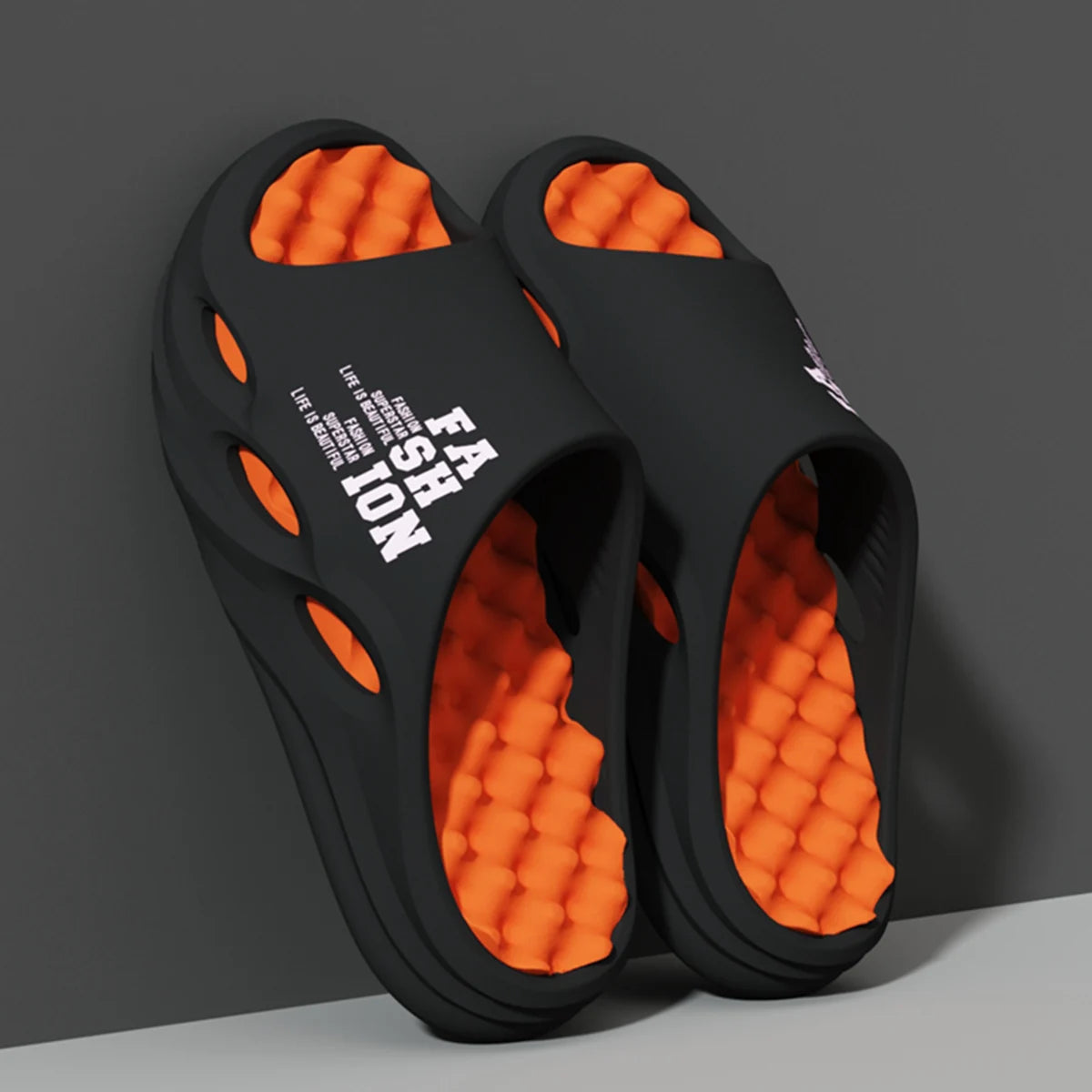 Men's Massage Slide Sandals | EVA Cloud Slippers | Thick Cushioned Non-Slip Shower Slides for Indoor & Outdoor | Steven & Levon