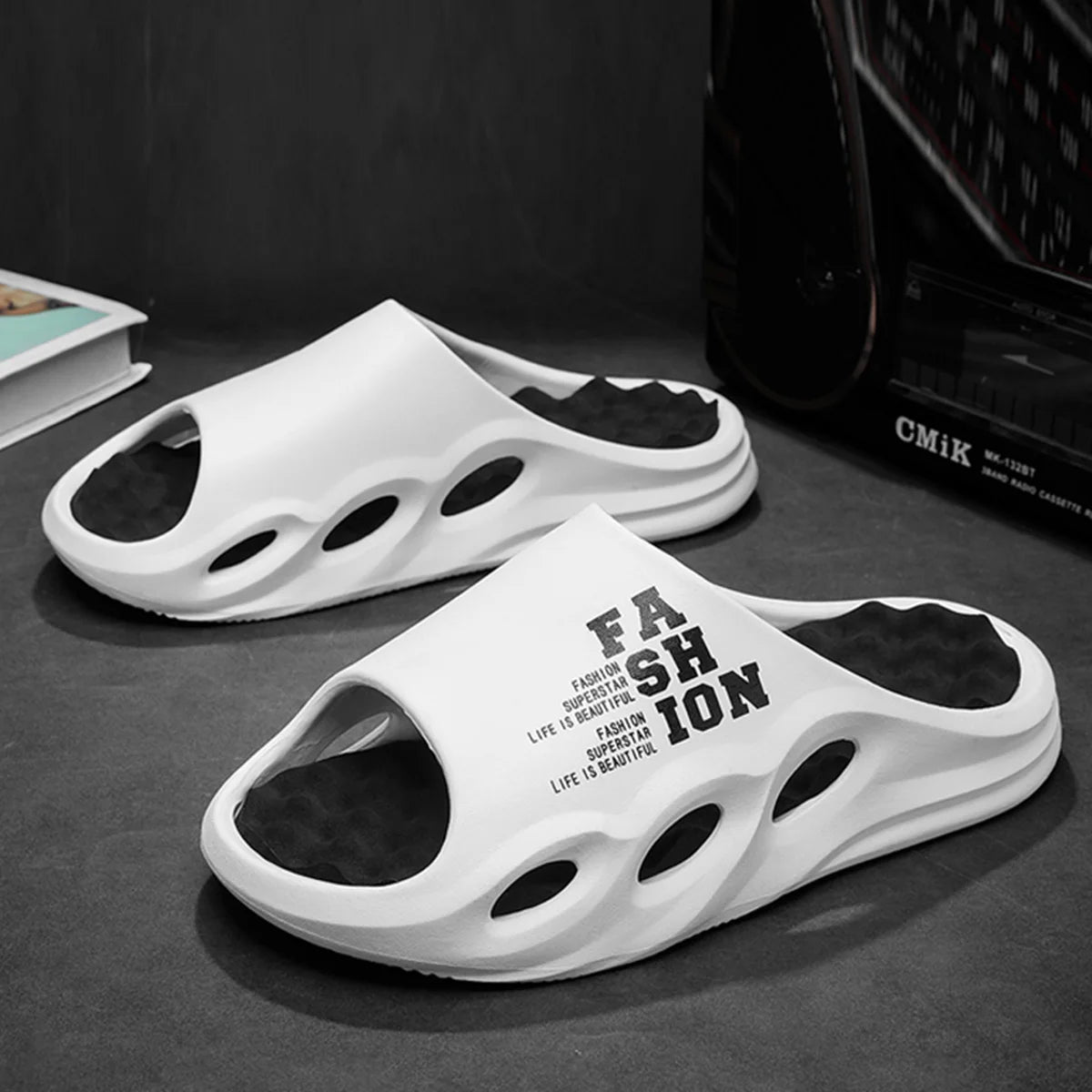 Men's Massage Slide Sandals | EVA Cloud Slippers | Thick Cushioned Non-Slip Shower Slides for Indoor & Outdoor | Steven & Levon
