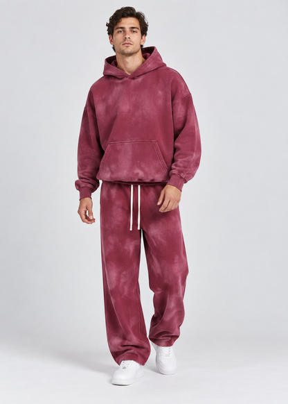 Washed Hoodie and Sweatpants | Elastic Waist Pocket Two Piece Set | Steven & Levon