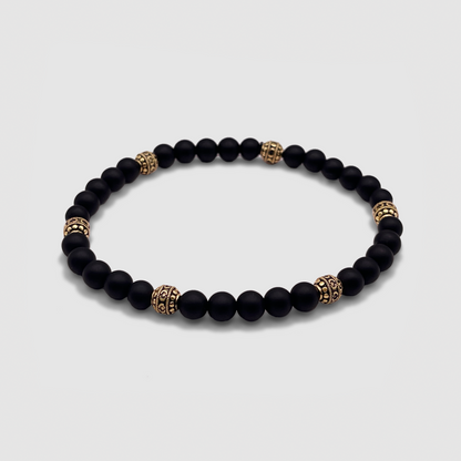 Matte Onyx Stone Bracelet | Men | Stainless Steel | Silver & Gold | Onyx Beads | Steven & Levon