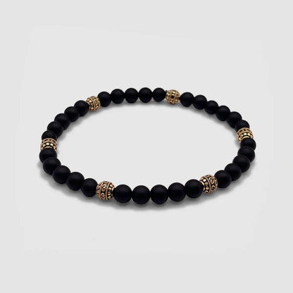 Matte Onyx Stone Bracelet | Men | Stainless Steel | Silver & Gold | Onyx Beads | Steven & Levon