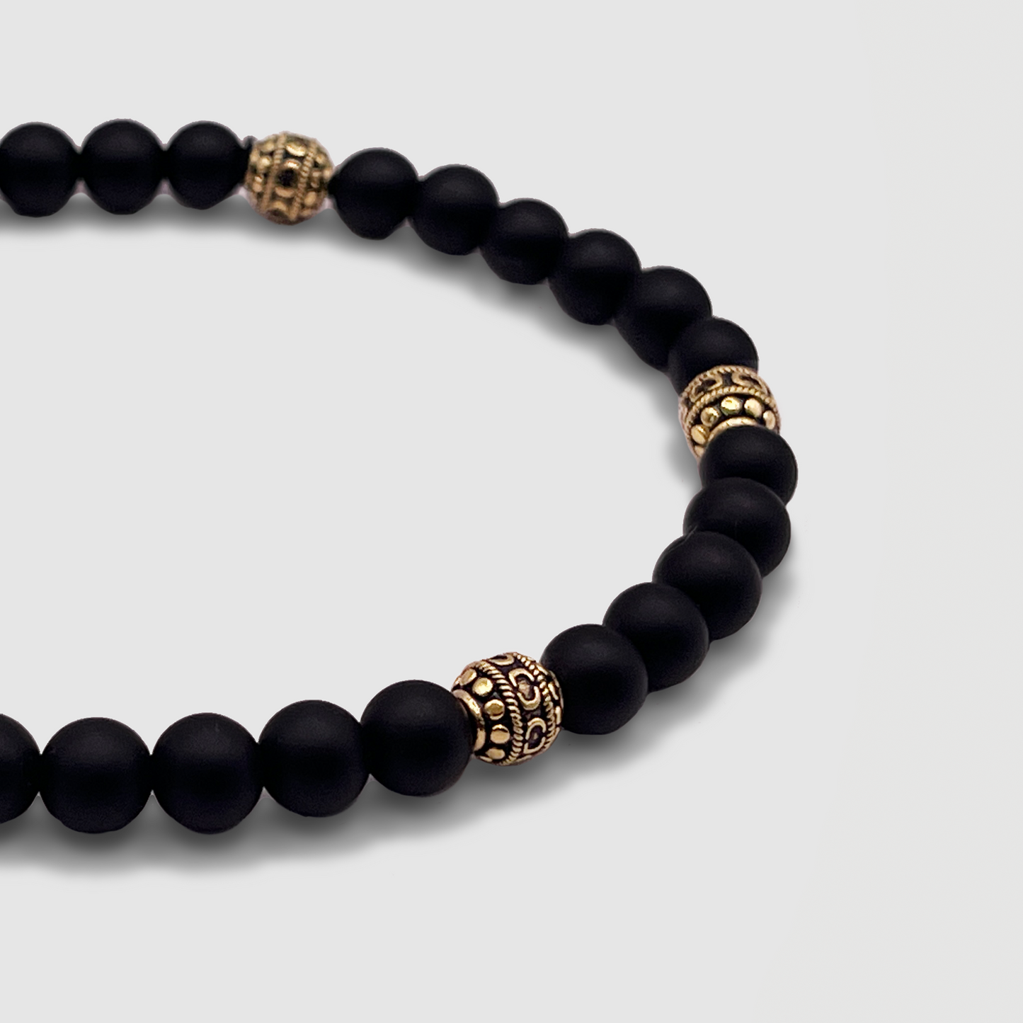 Matte Onyx Stone Bracelet | Men | Stainless Steel | Silver & Gold | Onyx Beads | Steven & Levon