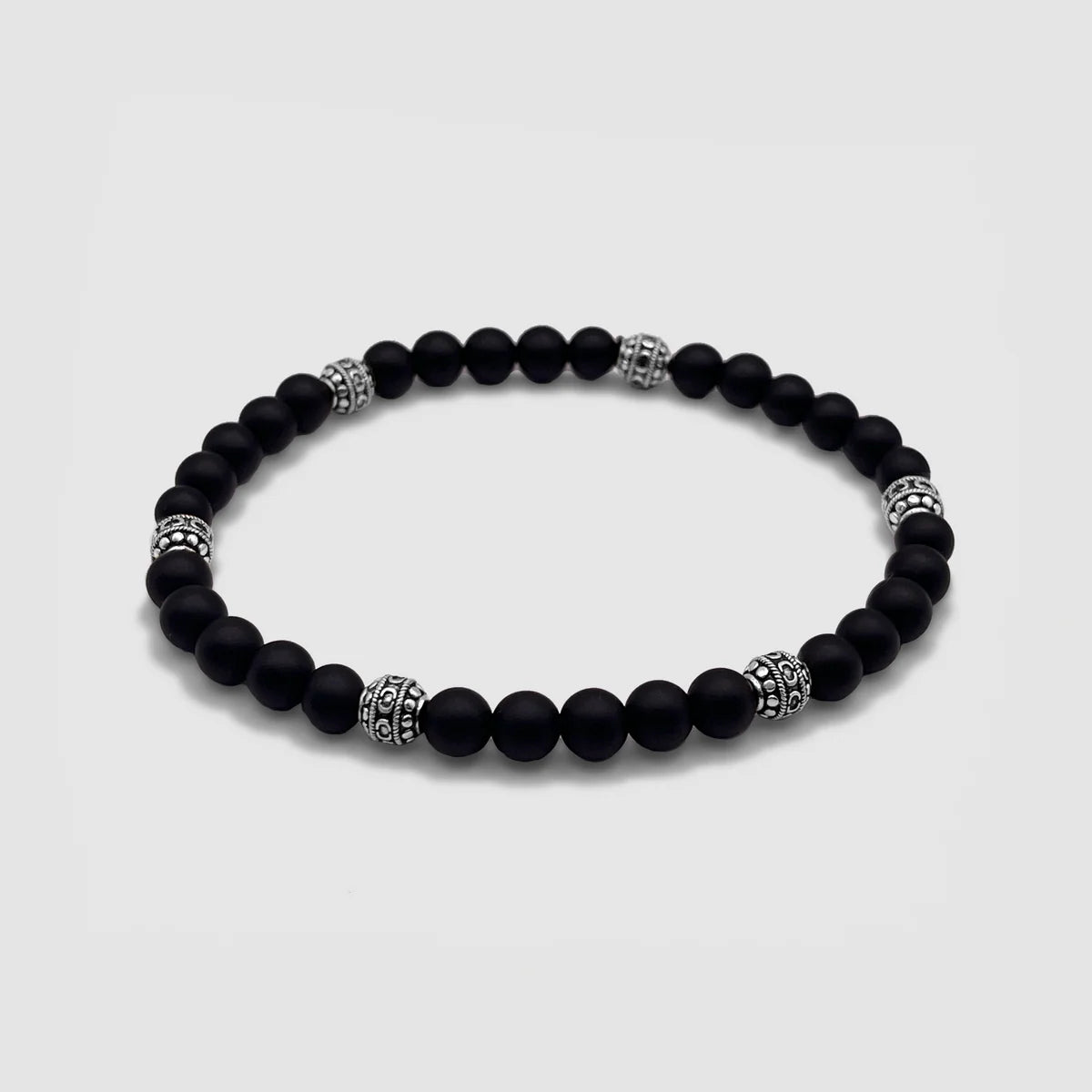 Matte Onyx Stone Bracelet | Men | Stainless Steel | Silver & Gold | Onyx Beads | Steven & Levon