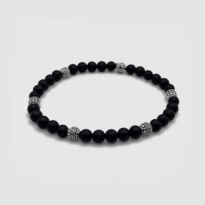 Matte Onyx Stone Bracelet | Men | Stainless Steel | Silver & Gold | Onyx Beads | Steven & Levon