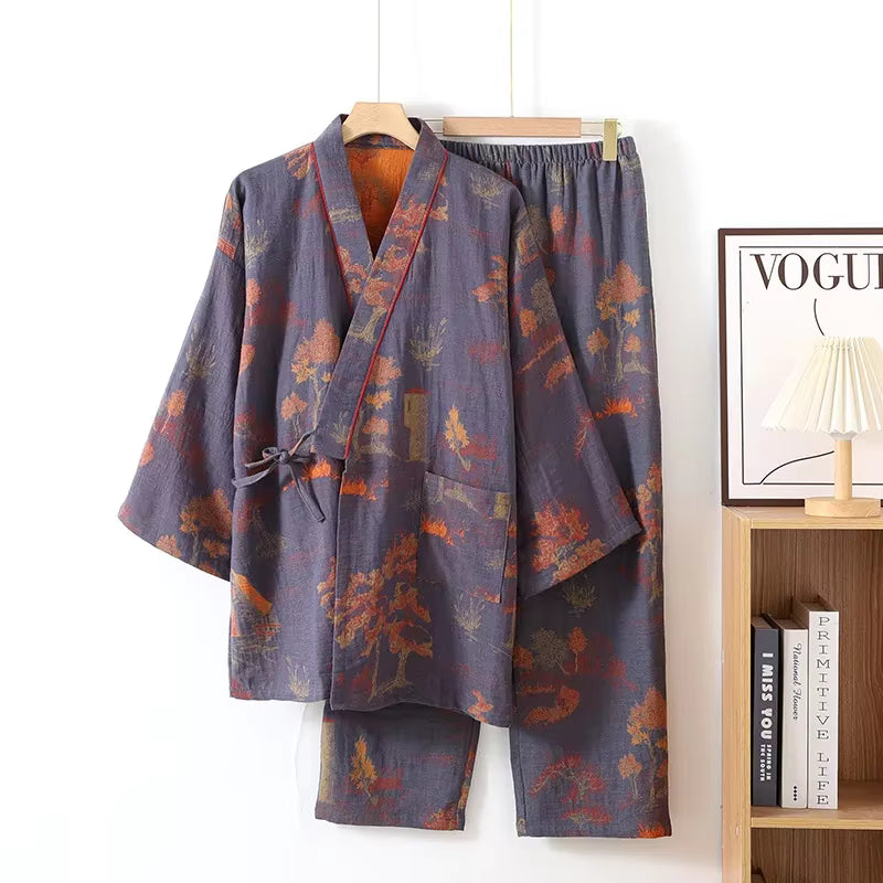Kimono Sleepwear | Men's Pajama | Cotton | Robe & Pants | Loose Fit | Steven & Levon
