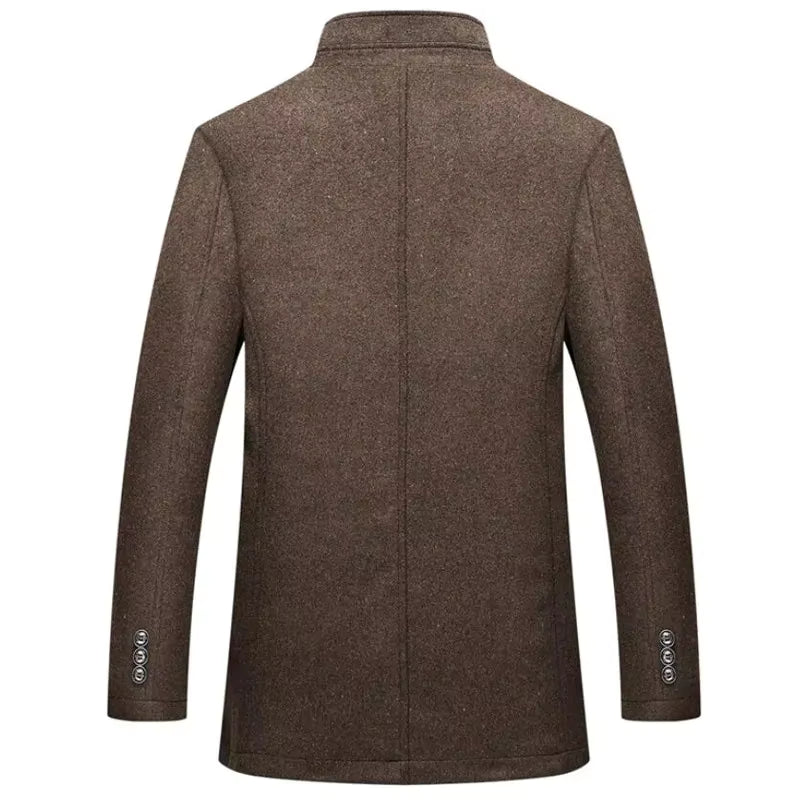 Thick Wool Blend Coat | Men Peacoat | Stand Collar Single Breasted Vest Winter | Steven & Levon