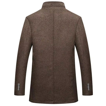 Thick Wool Blend Coat | Men Peacoat | Stand Collar Single Breasted Vest Winter | Steven & Levon