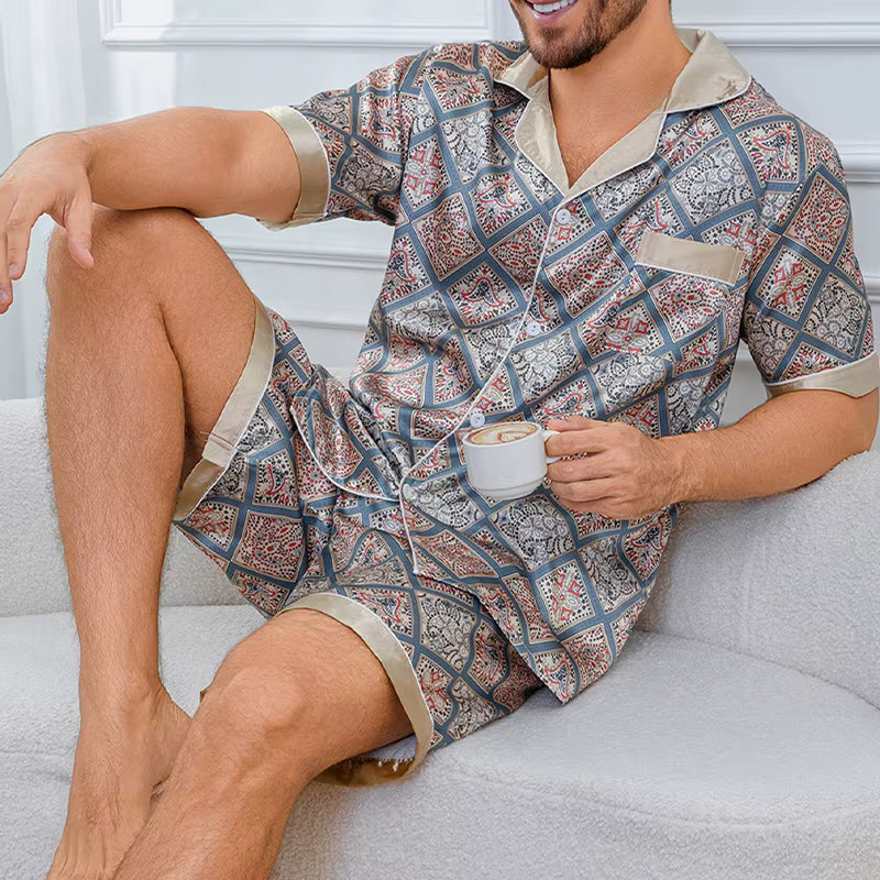 Plaid Sleepwear | Men's Pajama | Short Sleeve | Elastic Shorts | Summer | Steven & Levon