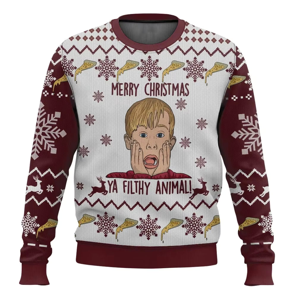3D Cartoon Christmas Sweater | Men's Polyester Festive Pullover | Warm | Steven & Levon