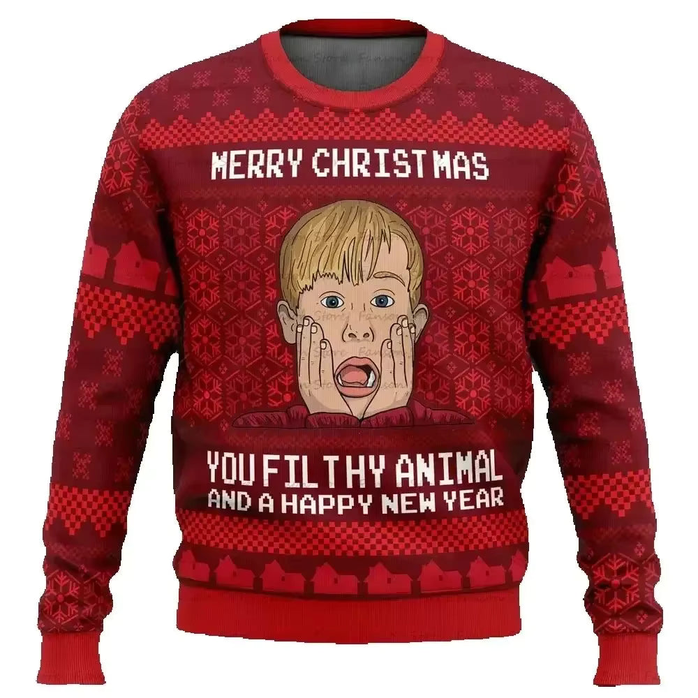 3D Cartoon Christmas Sweater | Men's Polyester Festive Pullover | Warm | Steven & Levon