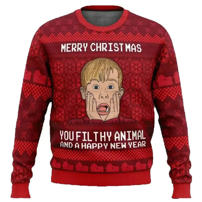 3D Cartoon Christmas Sweater | Men's Polyester Festive Pullover | Warm | Steven & Levon