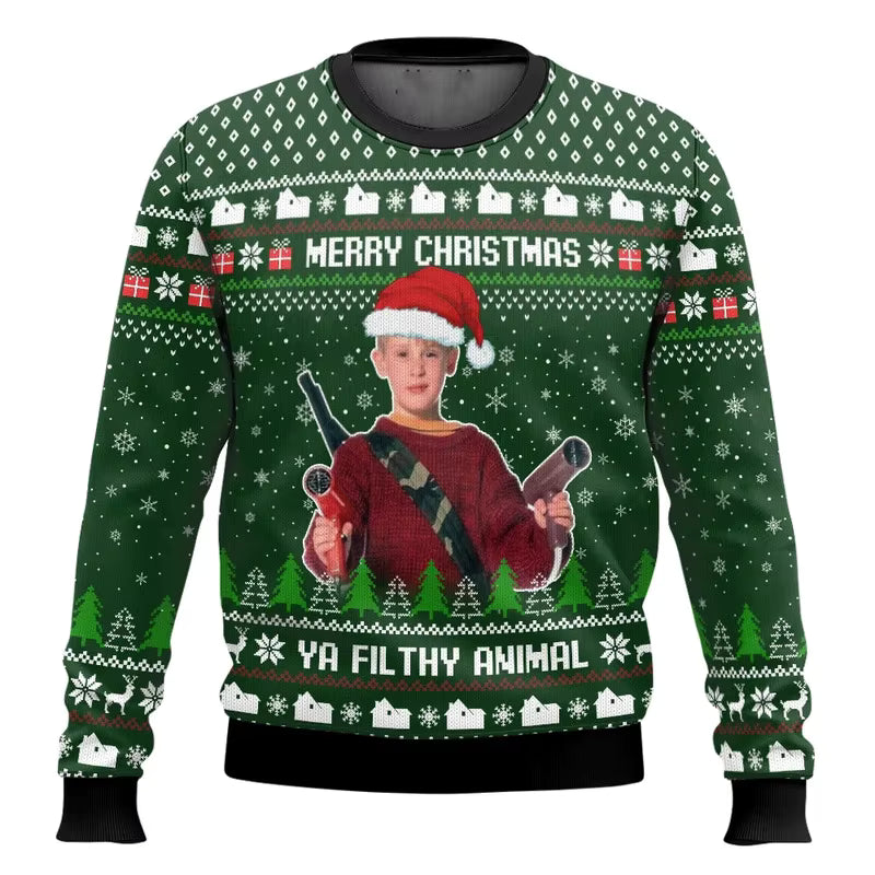 3D Cartoon Christmas Sweater | Men's Polyester Festive Pullover | Warm | Steven & Levon