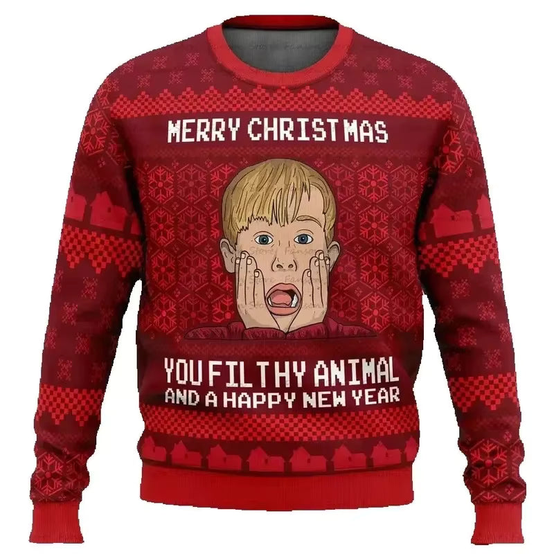 3D Cartoon Christmas Sweater | Men's Polyester Festive Pullover | Warm | Steven & Levon